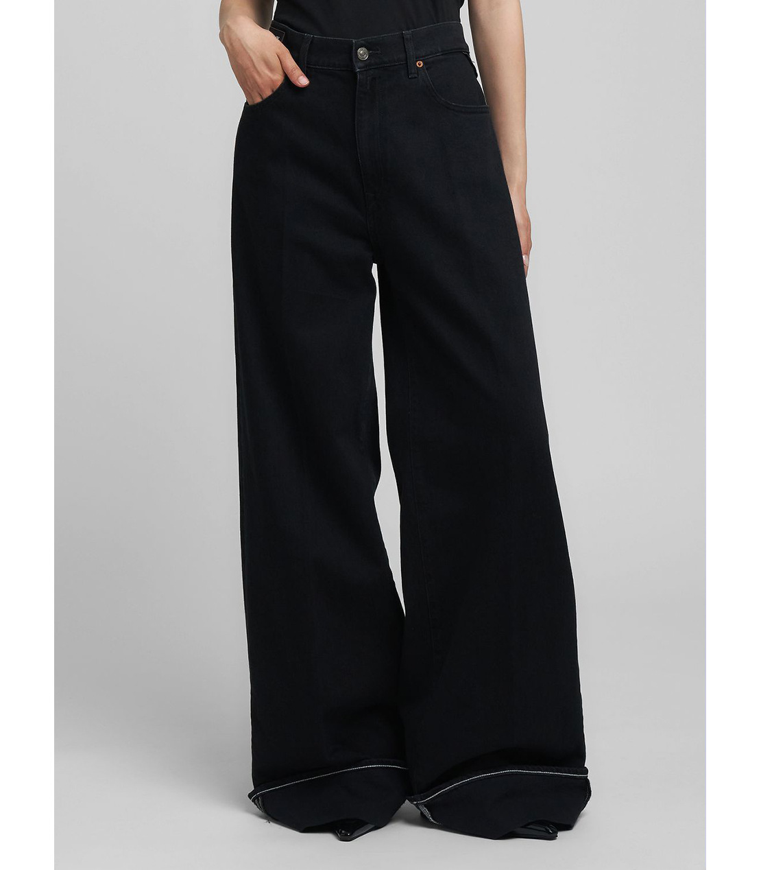 ワイドレッグNALAJAブラックオーバーダイデニム 詳細画像 ブラック 2